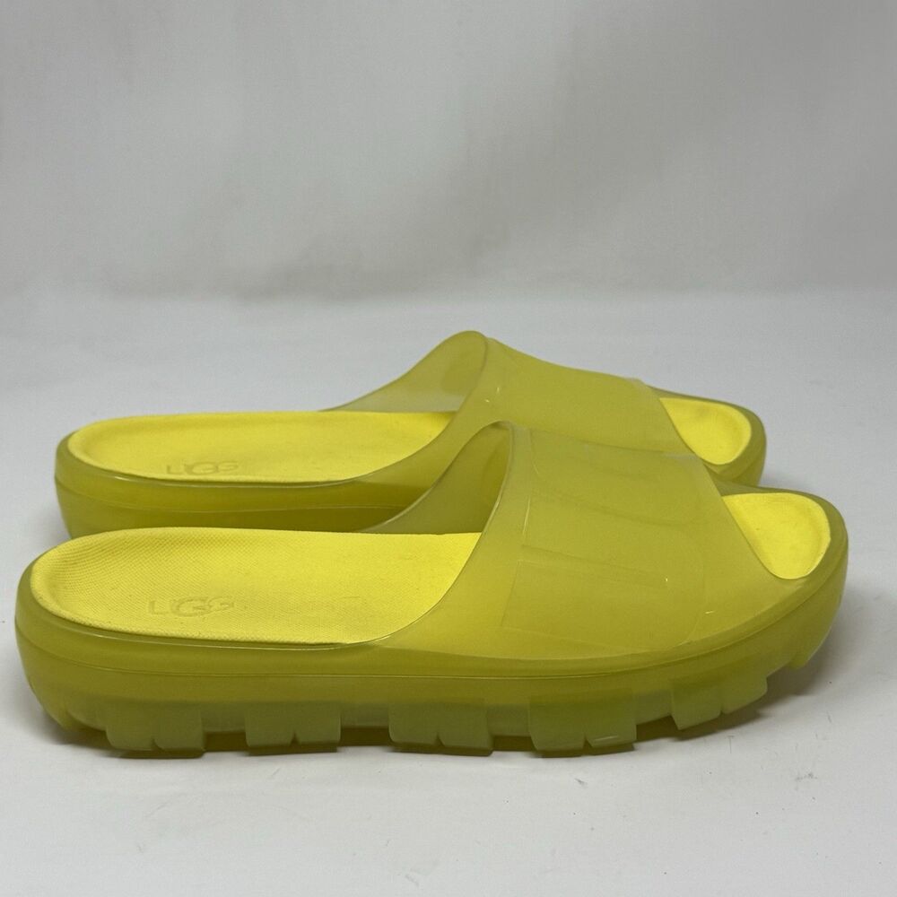 UGG Jella Clear Slide Platform Sandals Womens 10 Yellow Translucent Pool Vacay